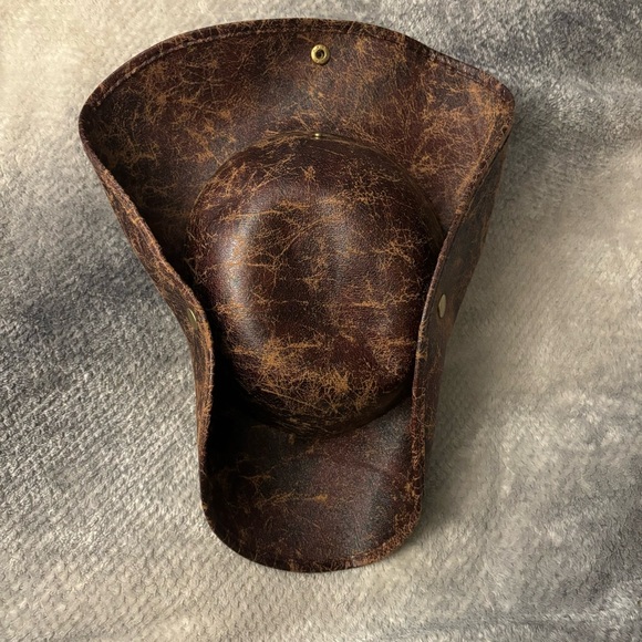 Brown Distressed Faux Leather Pirate Hat - Picture 10 of 11